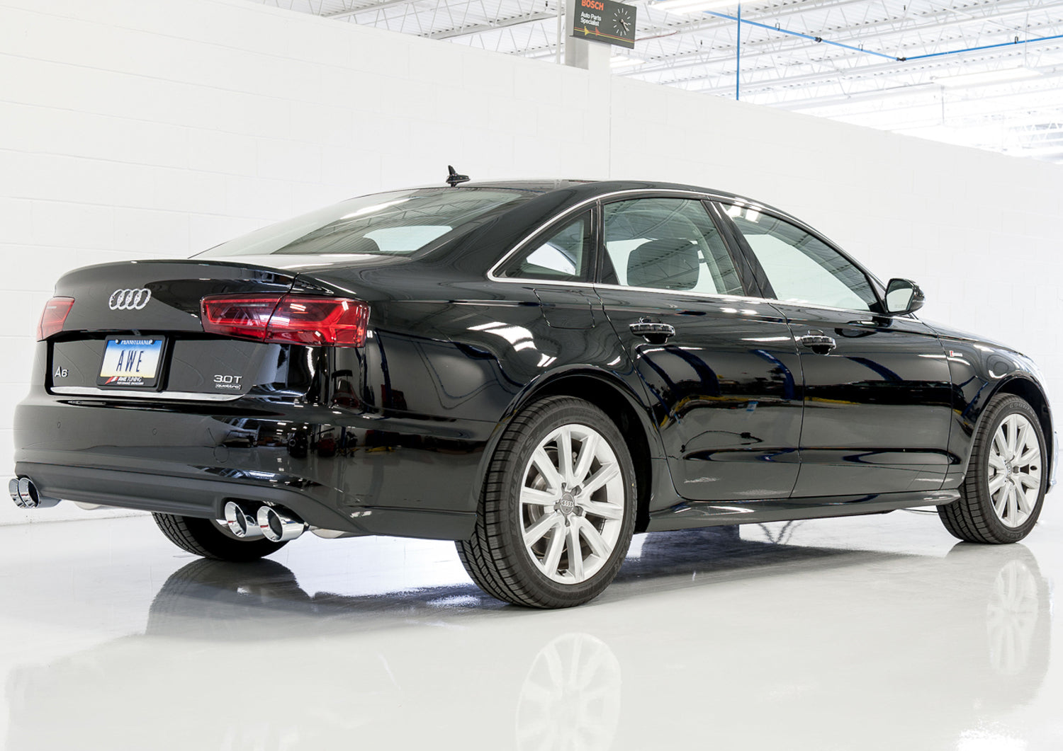 AWE Touring Edition Exhaust for Audi C7.5 A7 3.0T - Quad Outlet, Chrome Silver Tips - out of package