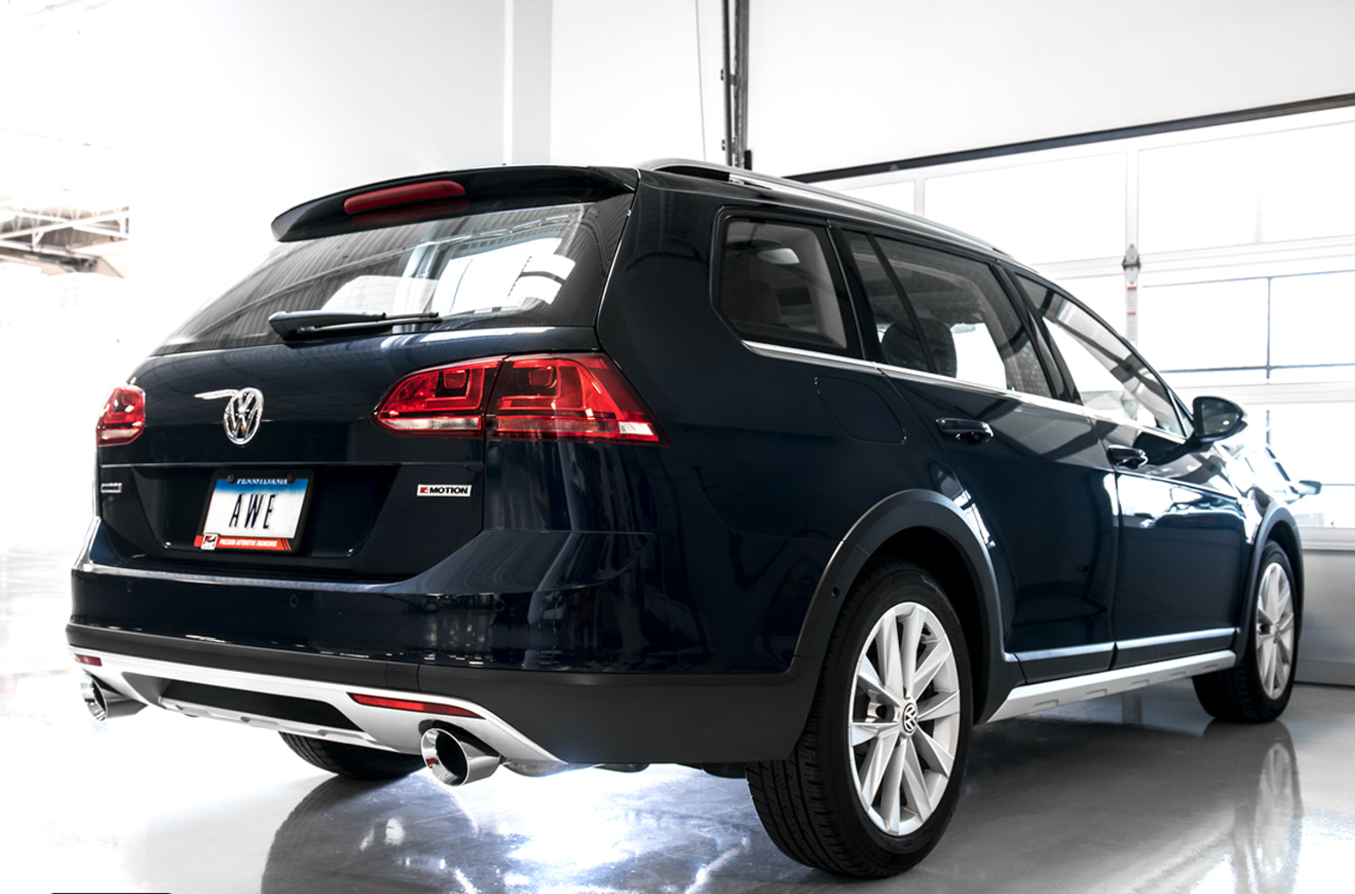 AWE Touring Edition Exhaust for VW Golf Alltrack / Sportwagen 4Motion - Chrome Silver Tips - Mounted