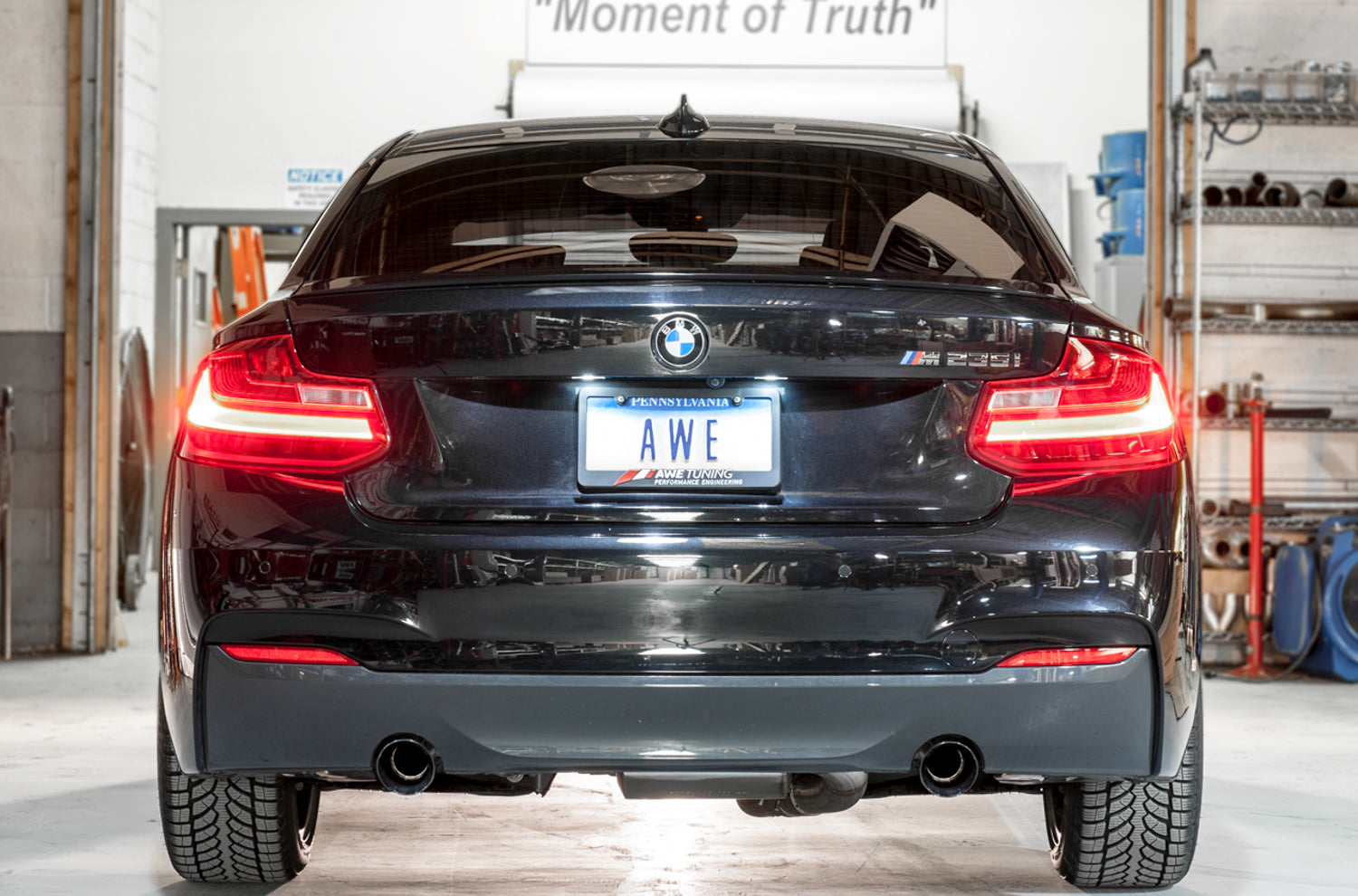 AWE Touring Edition Axle-back Exhaust for BMW F22 M235i / M240i - Diamond Black Tips (102mm) - Mounted