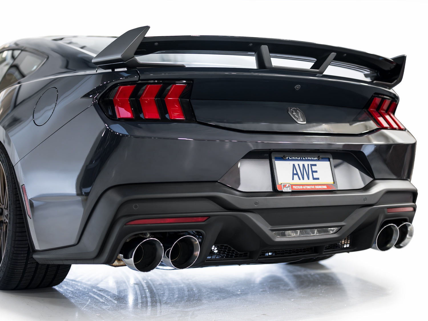 AWE SwitchPath™ Exhaust for S650 Ford Mustang Dark Horse - Quad Chrome Silver Tips - Mounted