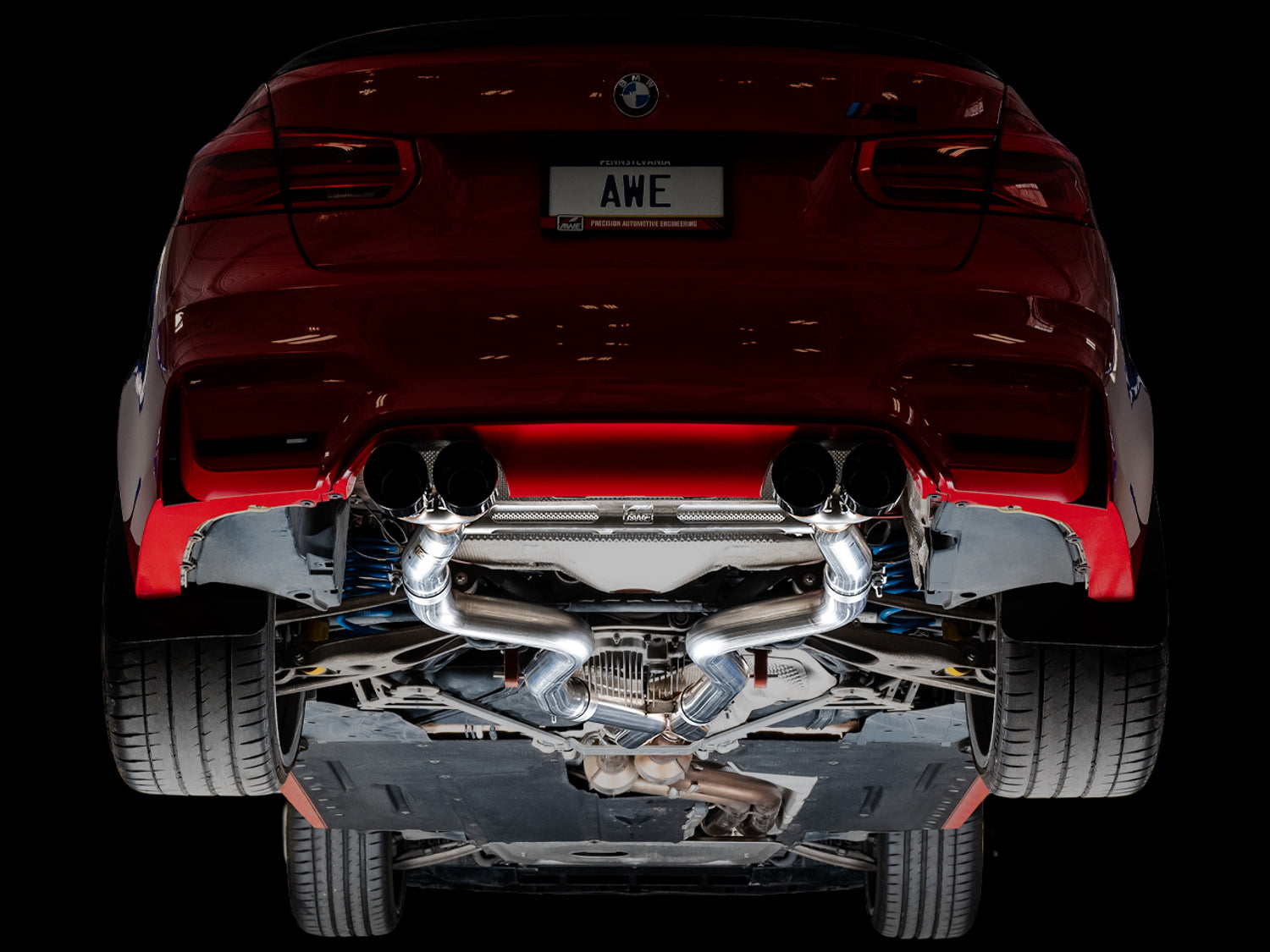 AWE Track Edition Catback Exhaust for BMW F8X M3/M4 - Diamond Black - Mounted