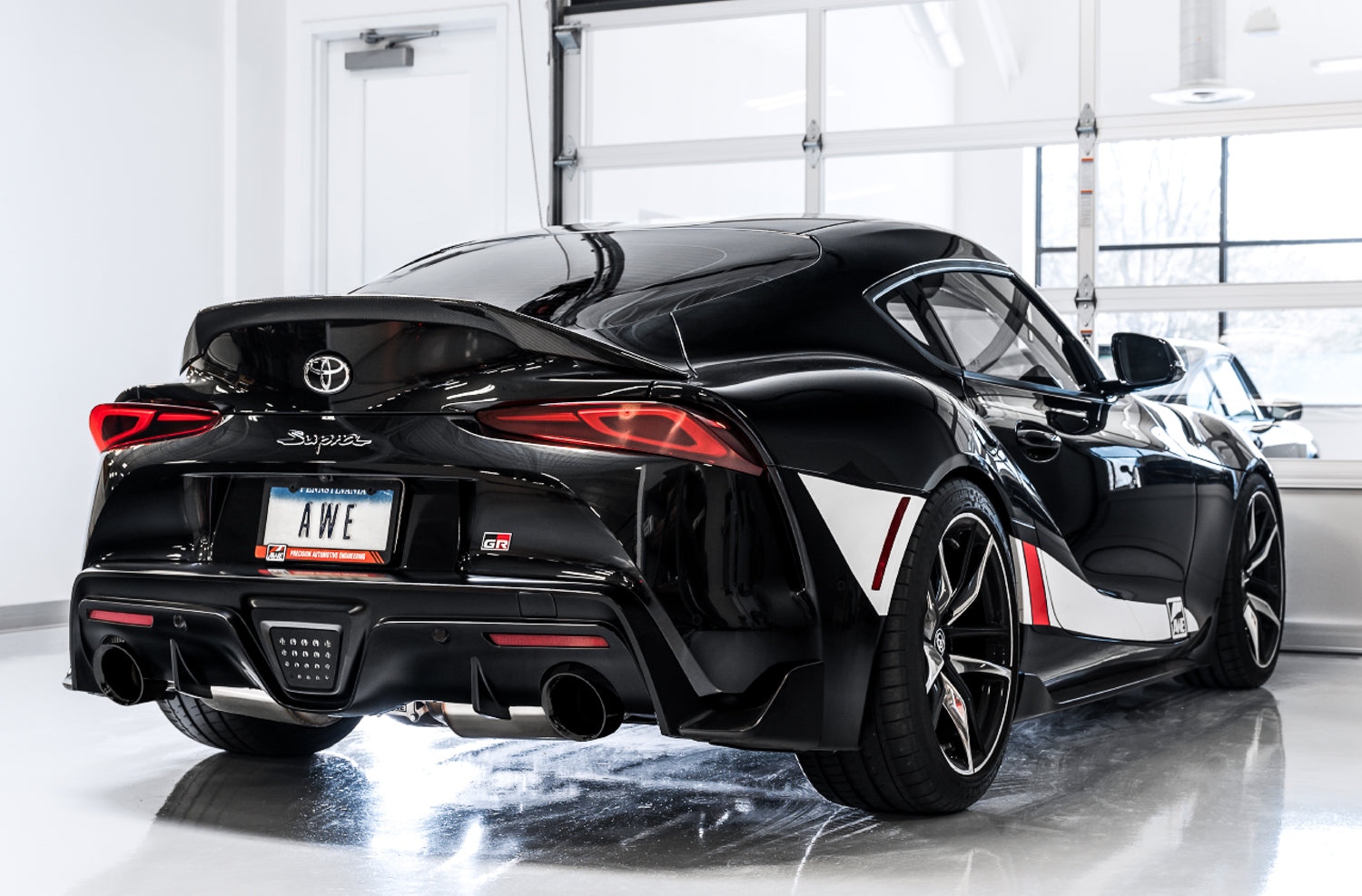 AWE Resonated Touring Edition Exhaust for A90 Supra - 5" Chrome Silver Tips - Mounted