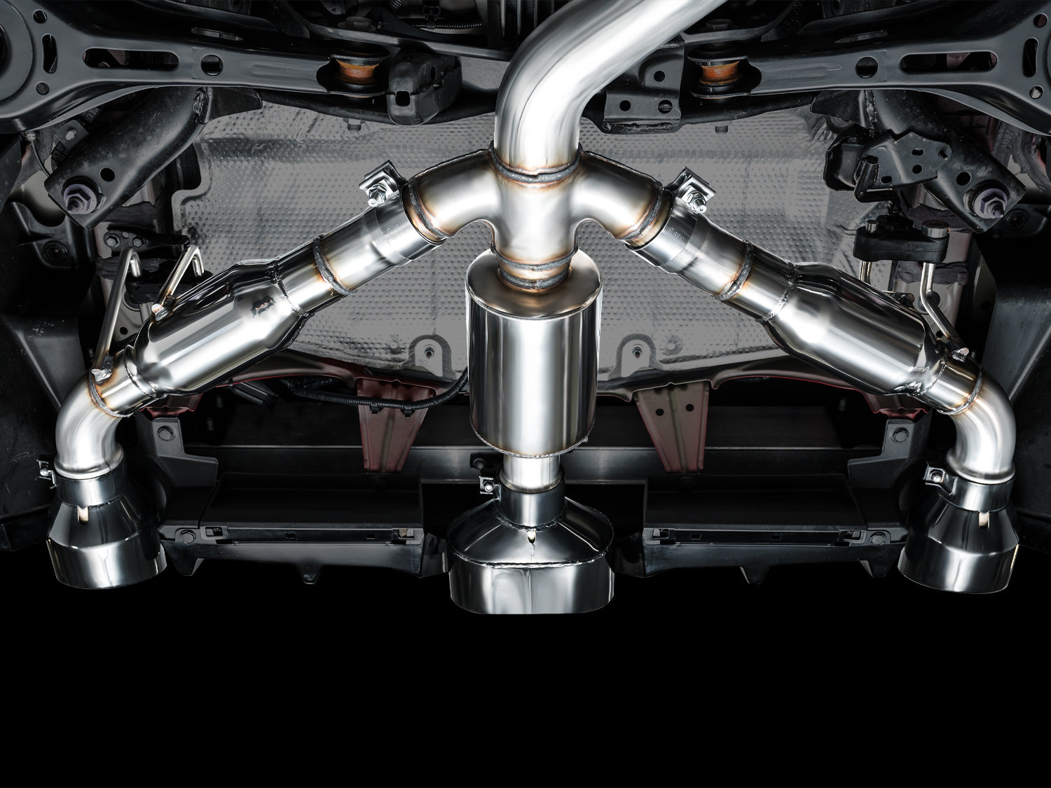 AWE Track Edition Exhaust for GR Corolla - Diamond Black Tips - Mounted