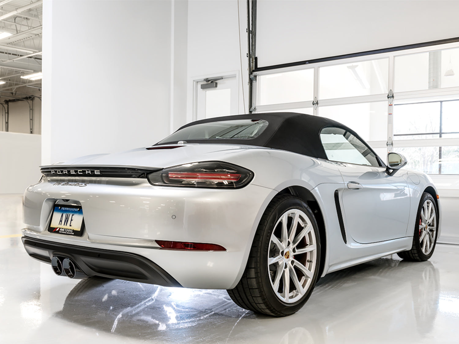 AWE Touring Edition Exhaust for Porsche 718 Boxster / Cayman - Diamond Black Tips - Mounted