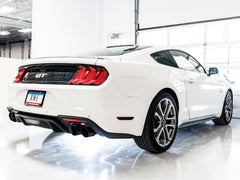 AWE Track Edition Cat-back Exhaust for the 2018+ Mustang GT - Quad Diamond Black Tips - Mounted