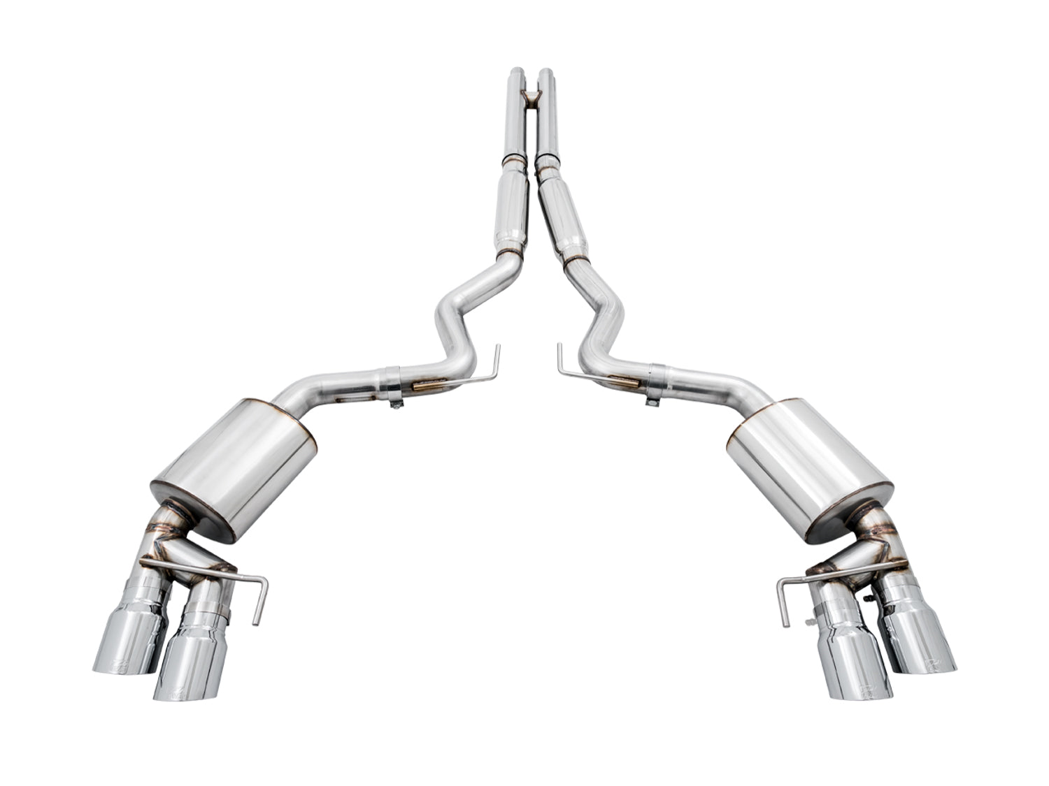 AWE Touring Edition Cat-back Exhaust for the 2018+ Mustang GT - Quad Chrome Silver Tips - out of package
