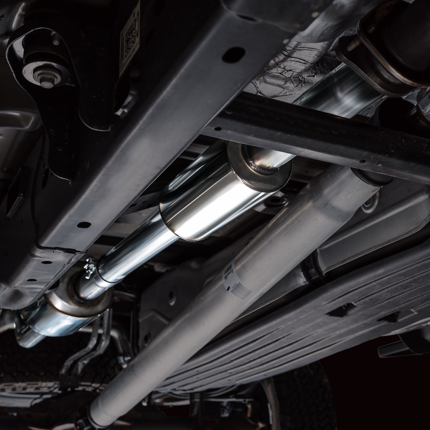 AWE 0FG Resonated Catback for '21+ Ford F-150 Tremor (With Bumper Cutouts) - Diamond Black Tips - Mounted