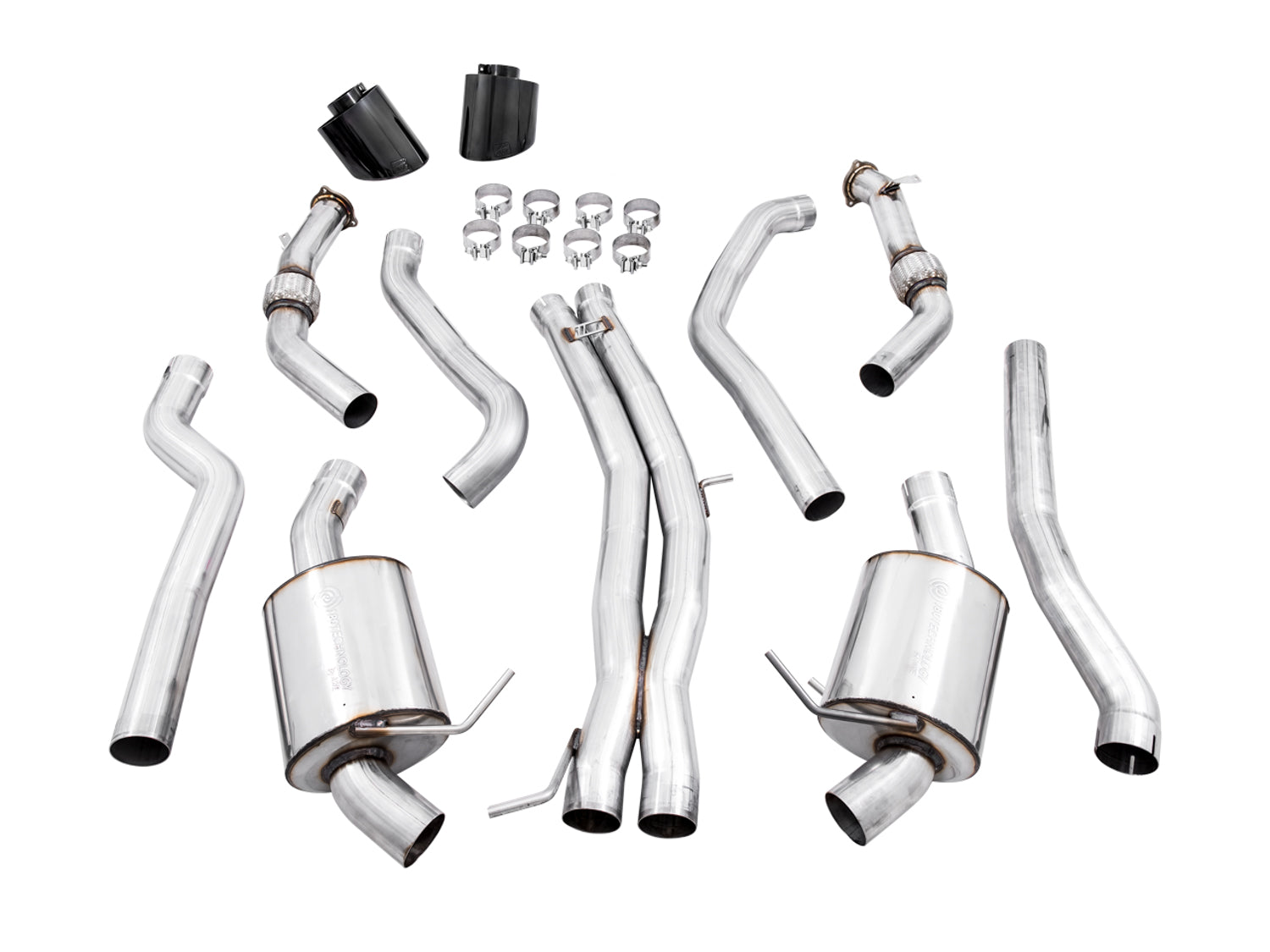 AWE Touring Edition Exhaust for Audi B9 RS 5 Coupe - Non-Resonated - Diamond Black RS-style Tips - out of package