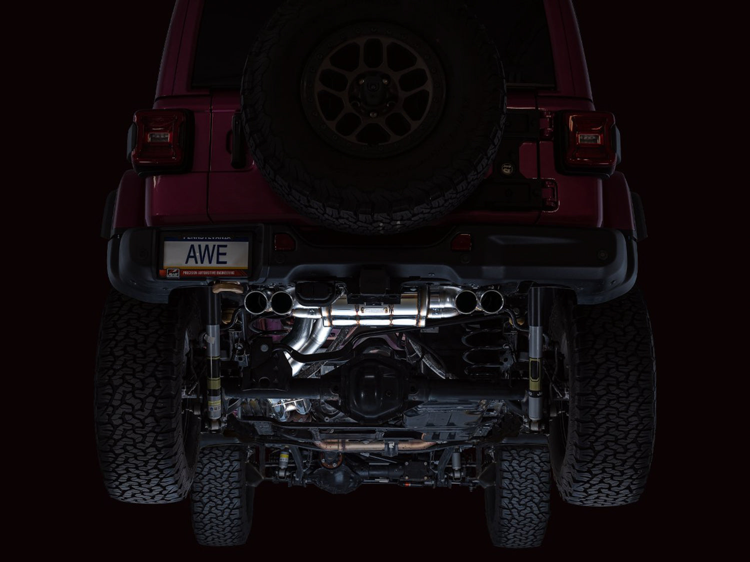 AWE SwitchPath Exhaust for Wrangler 392 - Quad BashGuards - Mounted