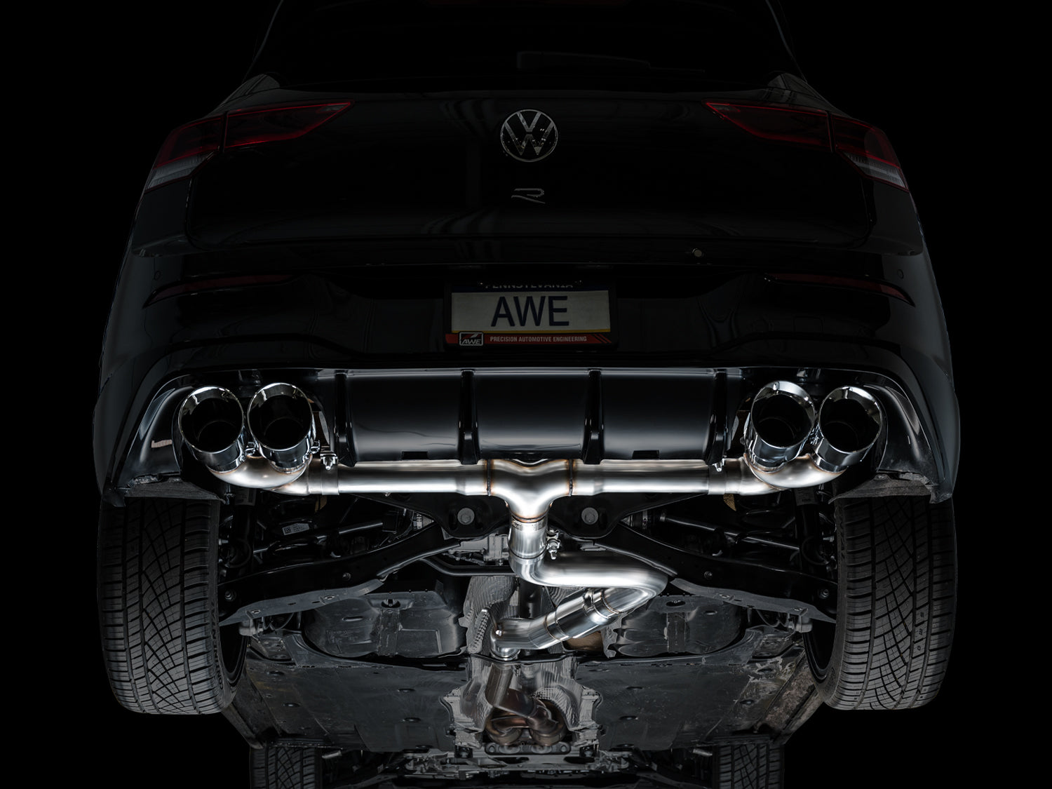 AWE Track Edition Exhaust for Volkswagen MK8 Golf R - Chrome Silver Tips - Mounted