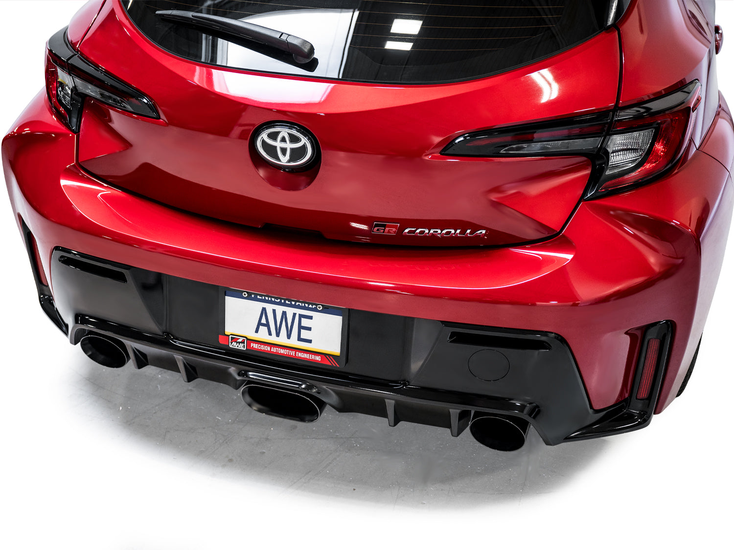 AWE Track Edition Exhaust for GR Corolla - Diamond Black Tips - Mounted