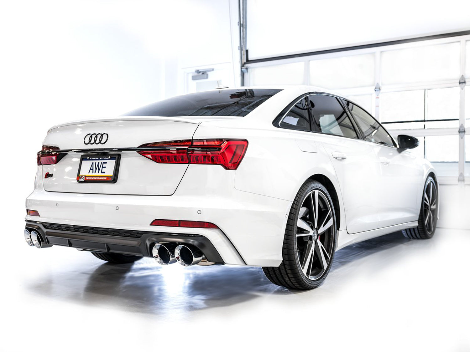 AWE Track Edition Exhaust for Audi C8 S6/S7 - Chrome Silver Tips - Mounted