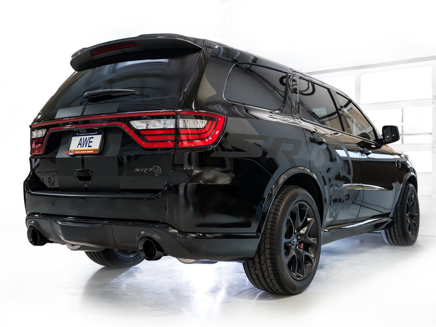 AWE Track Edition Exhaust for Dodge Durango 6.4 / 6.2 SC - Diamond Black Tips - Mounted