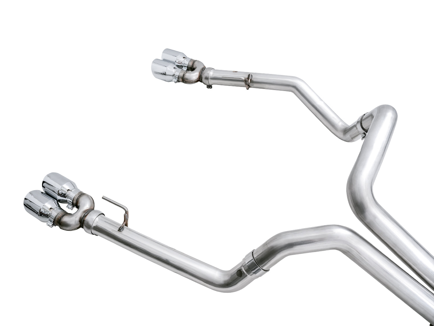 AWE 0FG Catback Split Rear Exit Exhaust for 4th Gen Silverado/Sierra 1500 6.2L (with bumper cutouts) - Quad Chrome Silver Tips - out of package