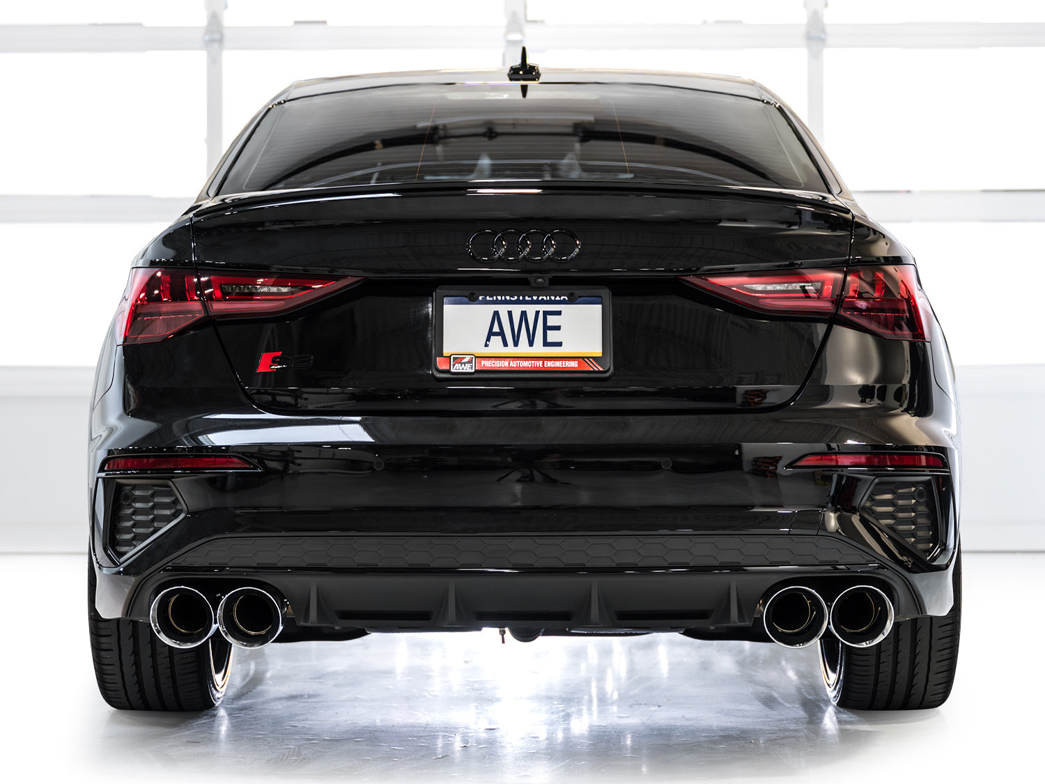 AWE Track Edition Exhaust for Audi 8Y S3 - Chrome Silver Tips - Mounted