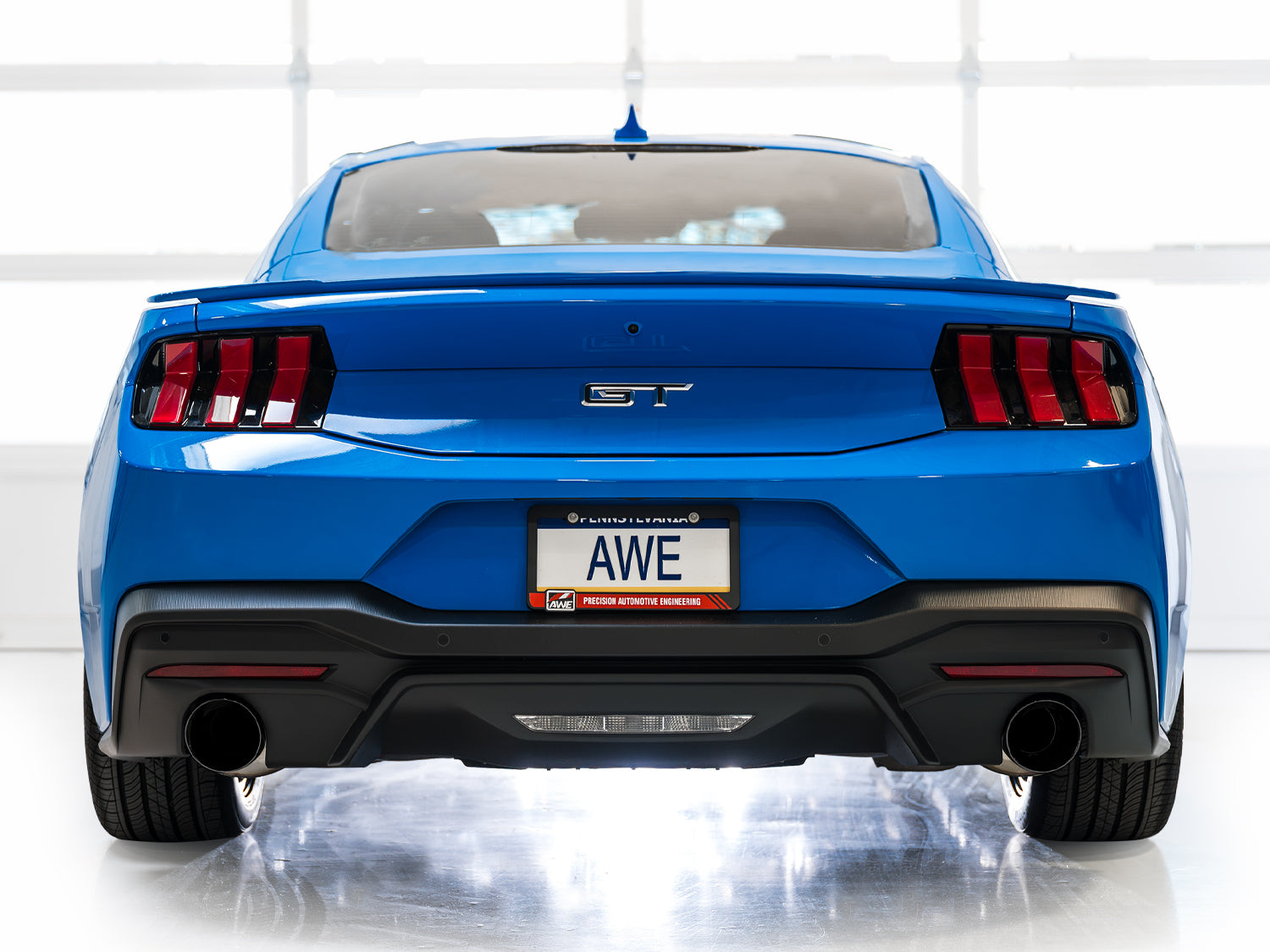 AWE Touring Edition Exhaust for S650 Ford Mustang GT Fastback - Dual Diamond Black Tips - Mounted