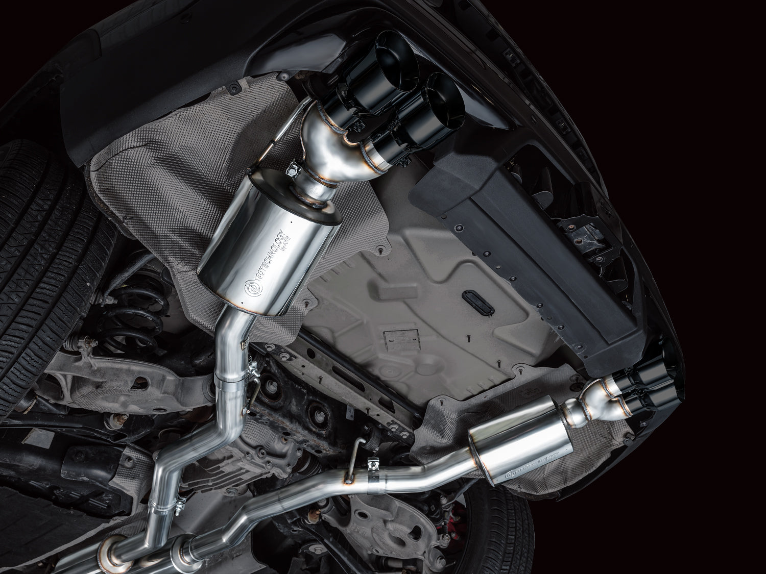AWE Touring Edition Exhaust for Ford Explorer ST - Diamond Black Tips - Mounted