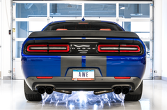 AWE Track Edition Exhaust for 17+ Challenger 5.7 - Diamond Black Quad Tips - Mounted