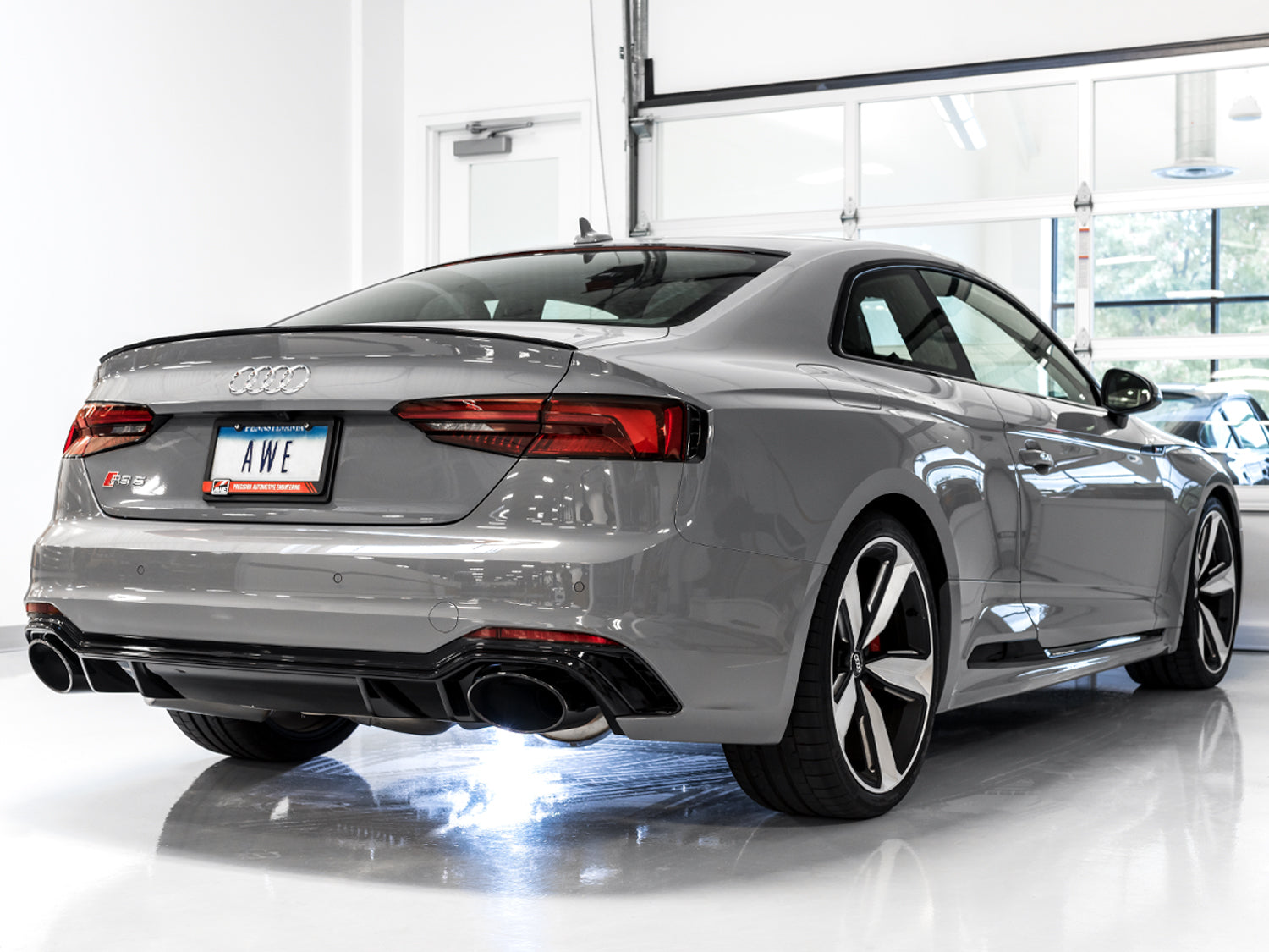 AWE Touring Edition Exhaust for Audi B9 RS 5 Coupe - Non-Resonated - Diamond Black RS-style Tips - Mounted