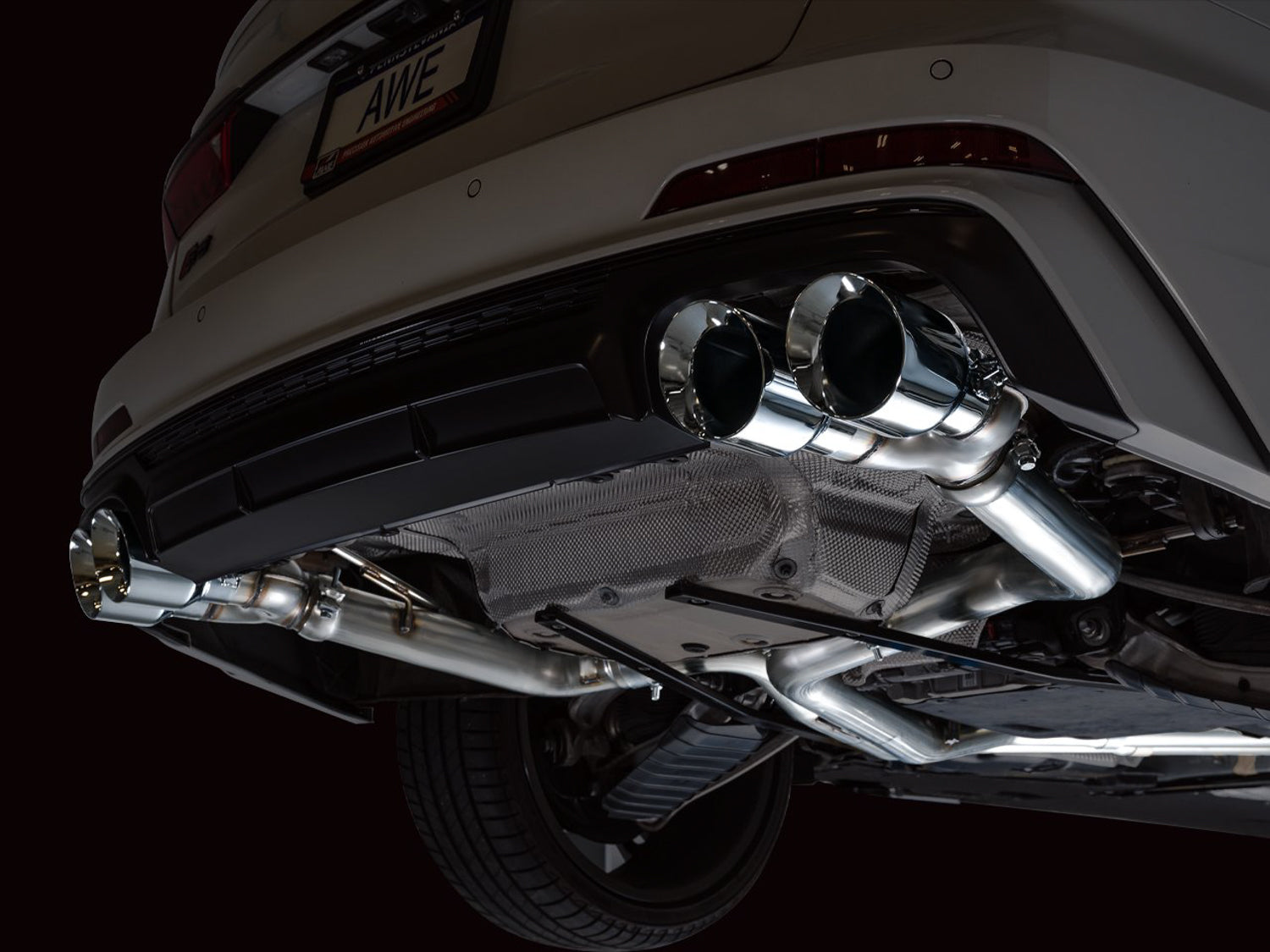 AWE Track Edition Exhaust for Audi C8 S6/S7 - Chrome Silver Tips - Mounted