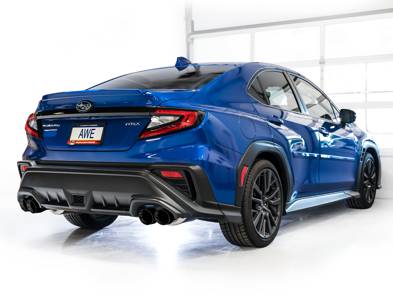 AWE Track Edition Exhaust for VB Subaru WRX - Diamond Black Tips - Mounted
