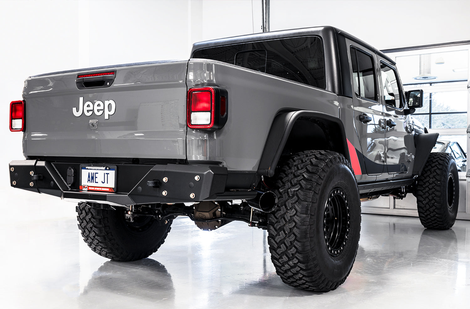 AWE Tread Edition Catback Dual Exhaust for Jeep JT 3.6L - Diamond Black Tips - out of package