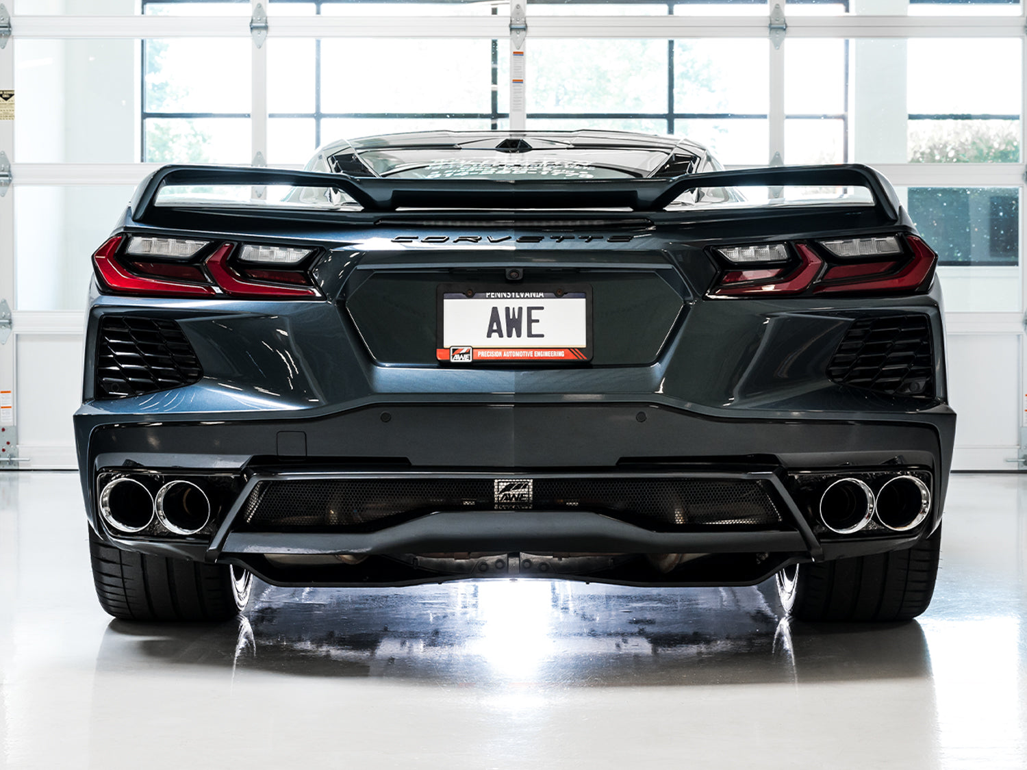 AWE Touring Edition Exhaust for C8 Corvette -- Chrome Silver Tips - Mounted