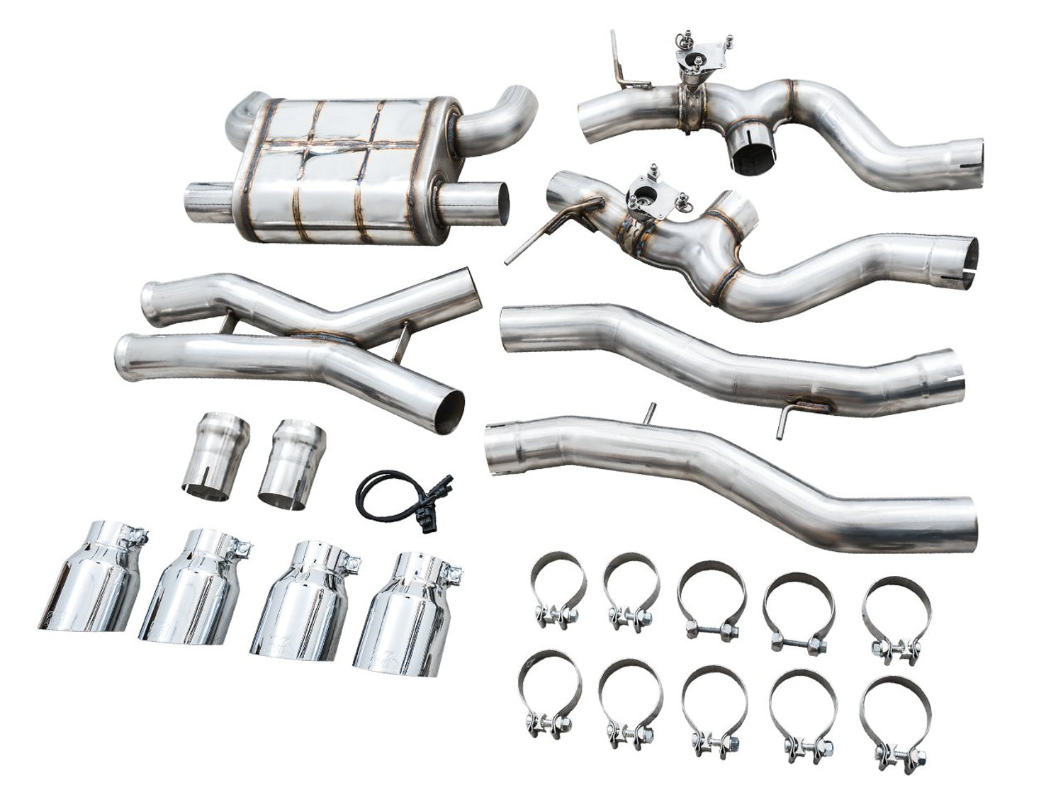 AWE SwitchPath Catback Exhaust for BMW G8X M3/M4 - Diamond Black Tips - out of package