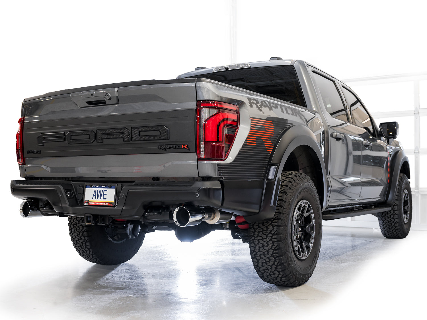 AWE SwitchPath™ Exhaust for Gen 3 Raptor R - Chrome Silver Tips - Mounted