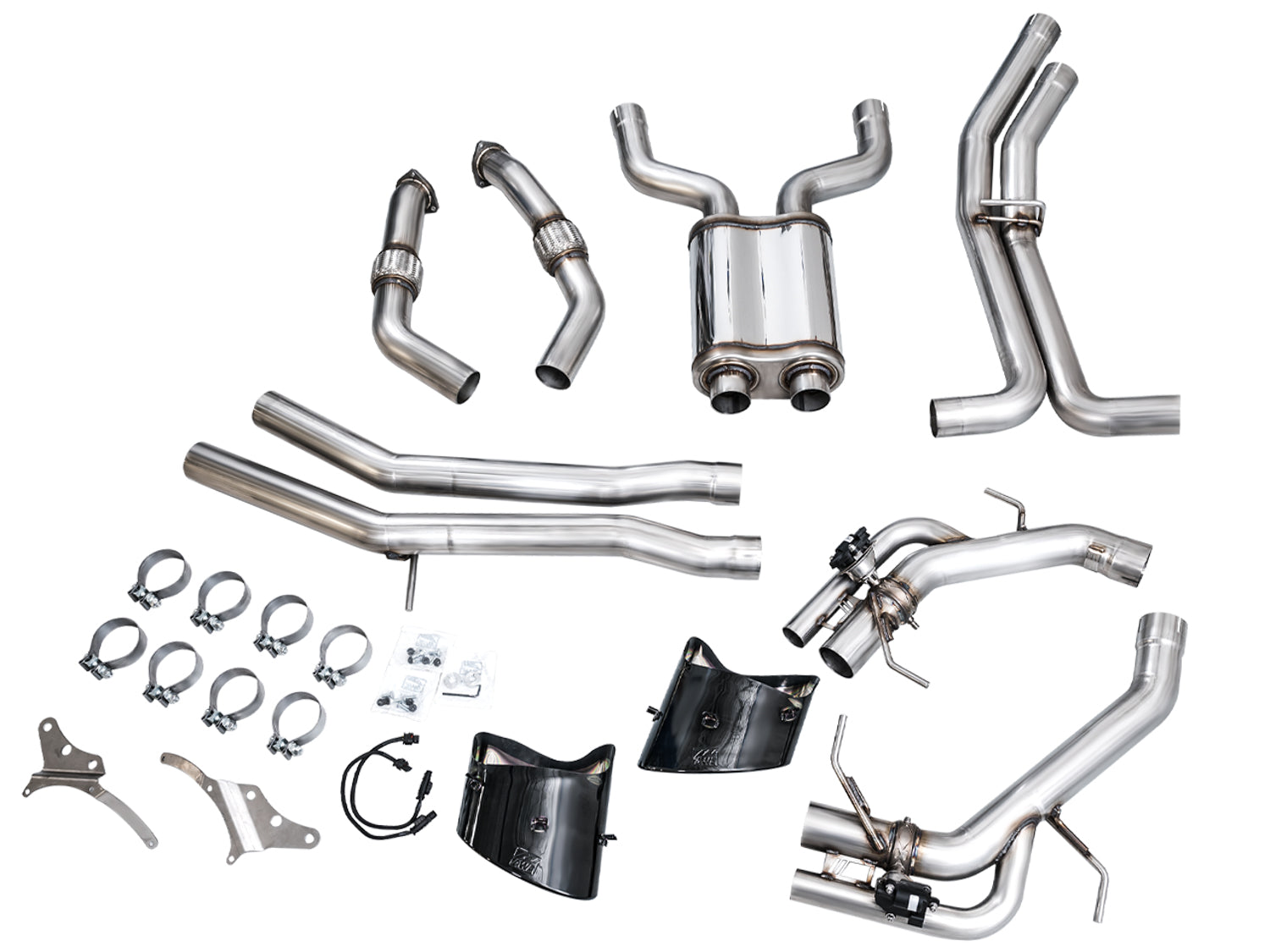 AWE SwitchPath™ Exhaust for C8 Audi RS 6/RS 7 - Diamond Black RS-style Tips - out of package