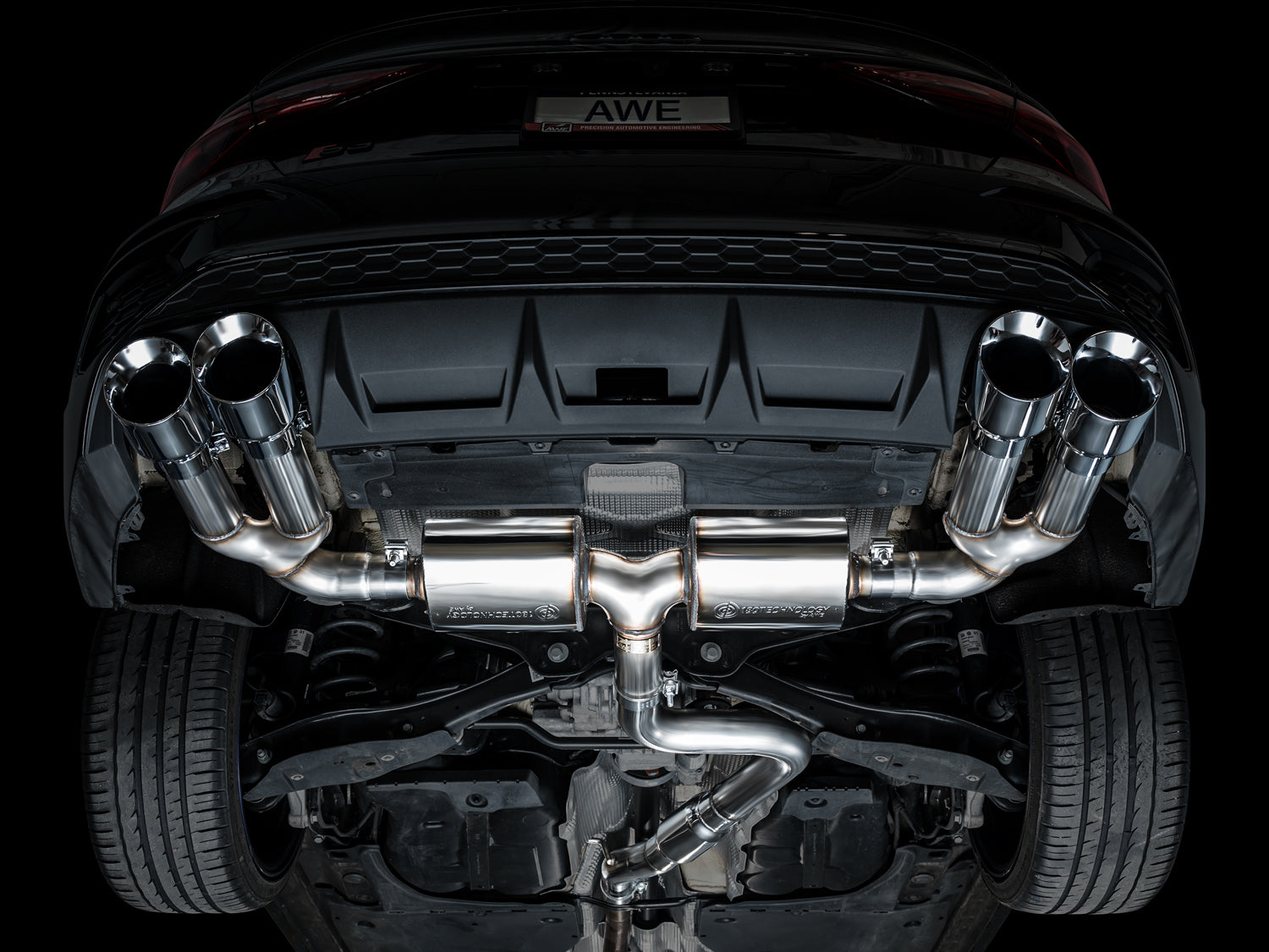 AWE Touring Edition Exhaust for Audi 8Y S3 - Chrome Silver Tips - Mounted