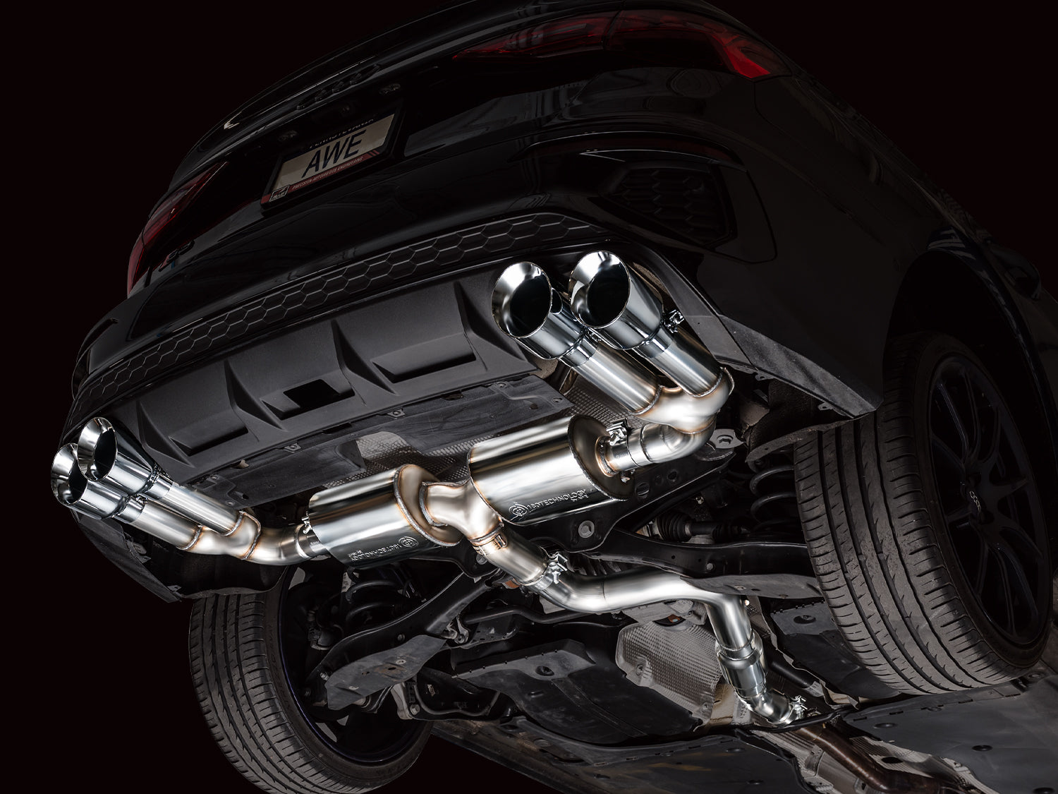 AWE Touring Edition Exhaust for Audi 8Y S3 - Chrome Silver Tips - Mounted