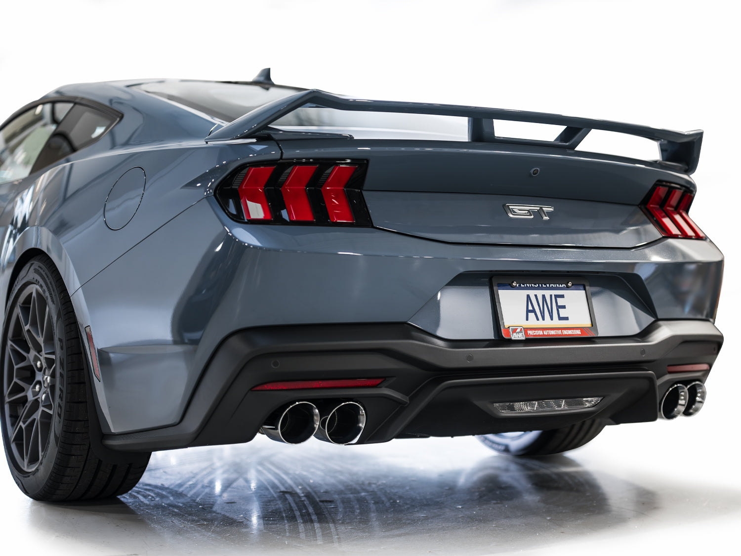 AWE SwitchPath™ Exhaust for S650 Ford Mustang GT Fastback - Quad Chrome Silver Tips - Mounted
