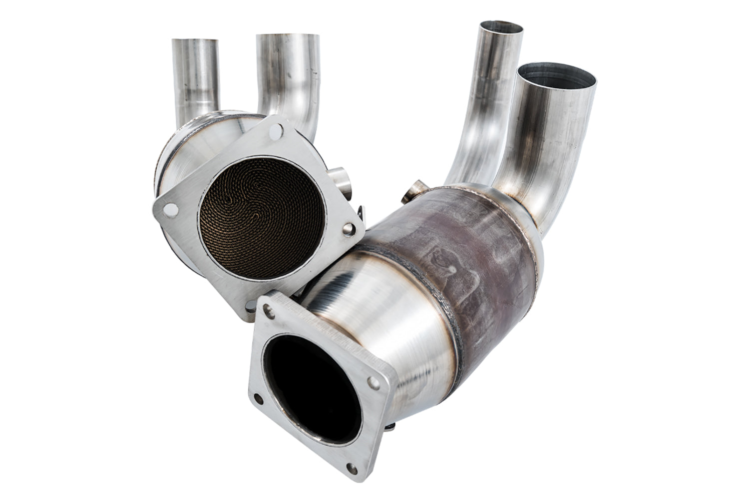 AWE Performance Catalysts for Porsche 991.2 3.0L - PSE Only - Close Up