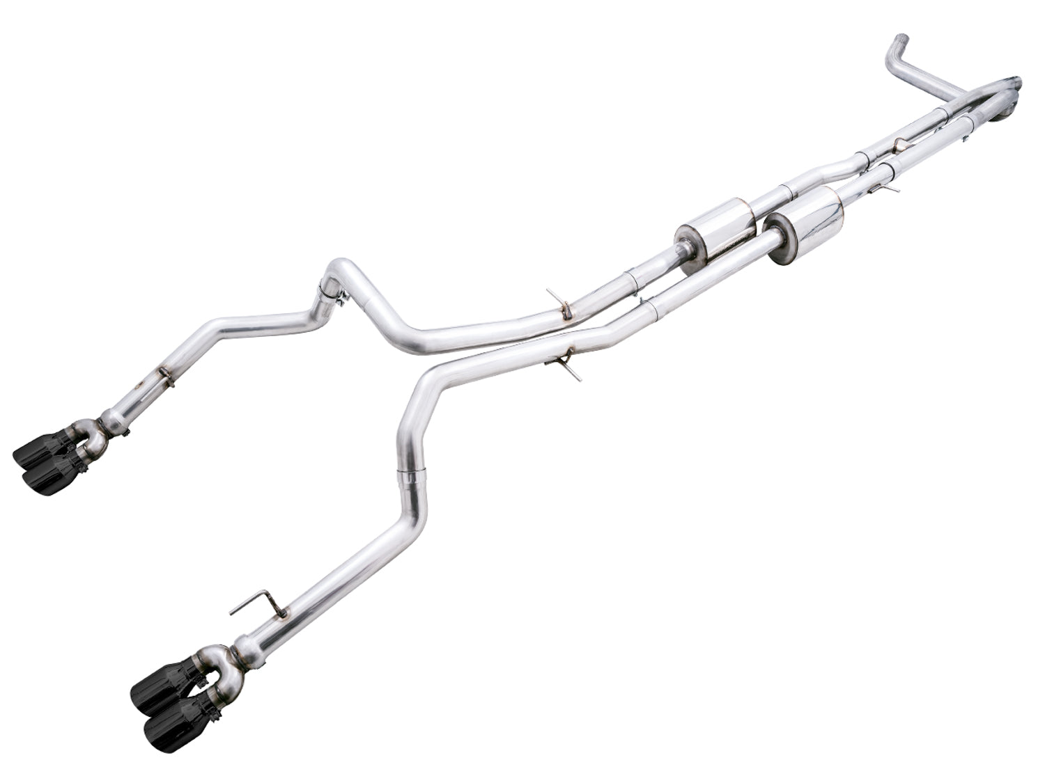 AWE 0FG Catback Split Rear Exit Exhaust for 4th Gen Silverado/Sierra 1500 6.2L (With Bumper Cutouts) - Quad Diamond Black Tips - Primary