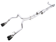 AWE 0FG Catback Split Rear Exit Exhaust for 4th Gen Silverado/Sierra 1500 6.2L (With Bumper Cutouts) - Quad Diamond Black Tips - Primary