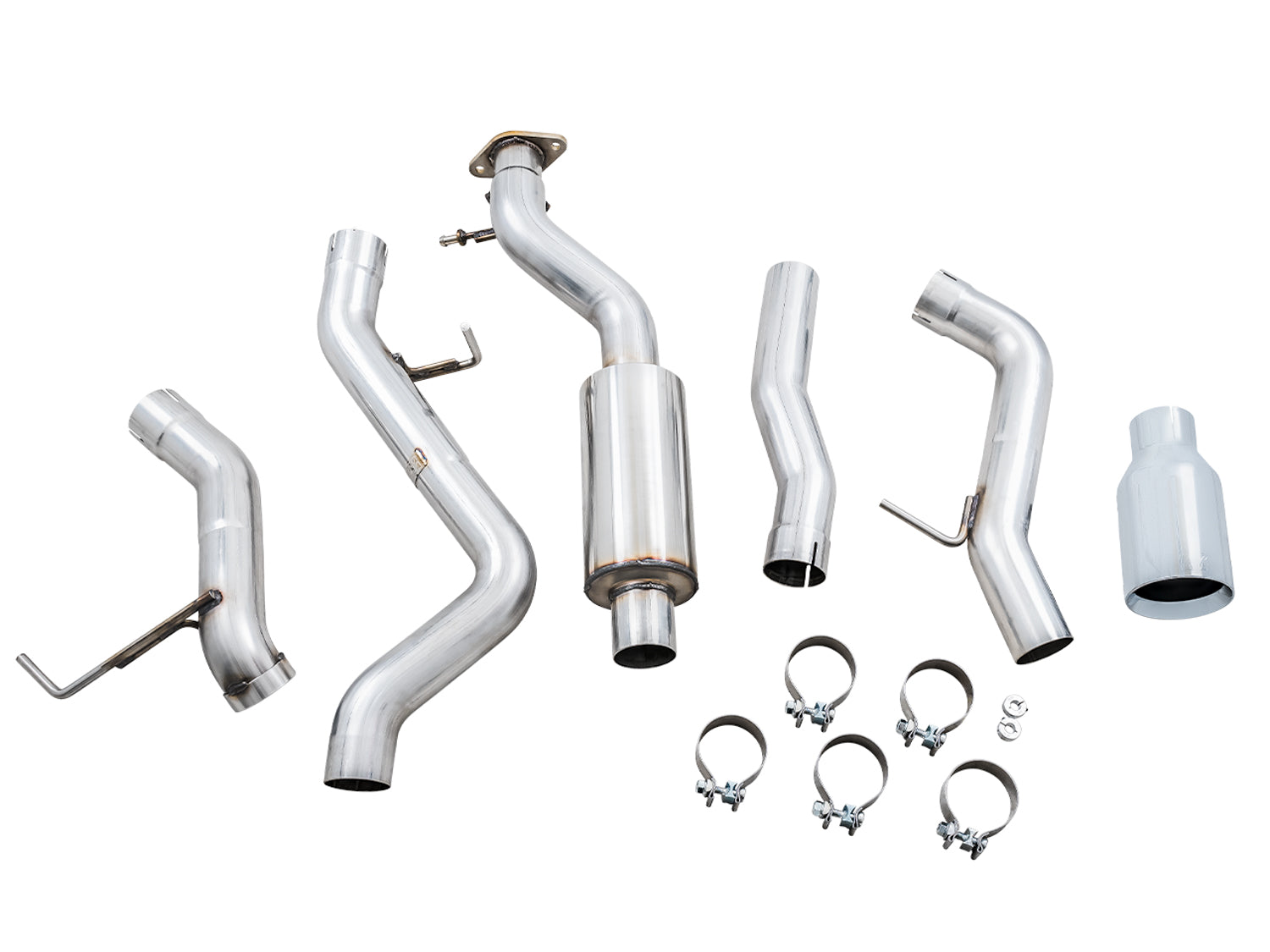 AWE 0FG Catback Exhaust for Ford Bronco with BashGuard™ - Single 5" Chrome Silver Tip - out of package