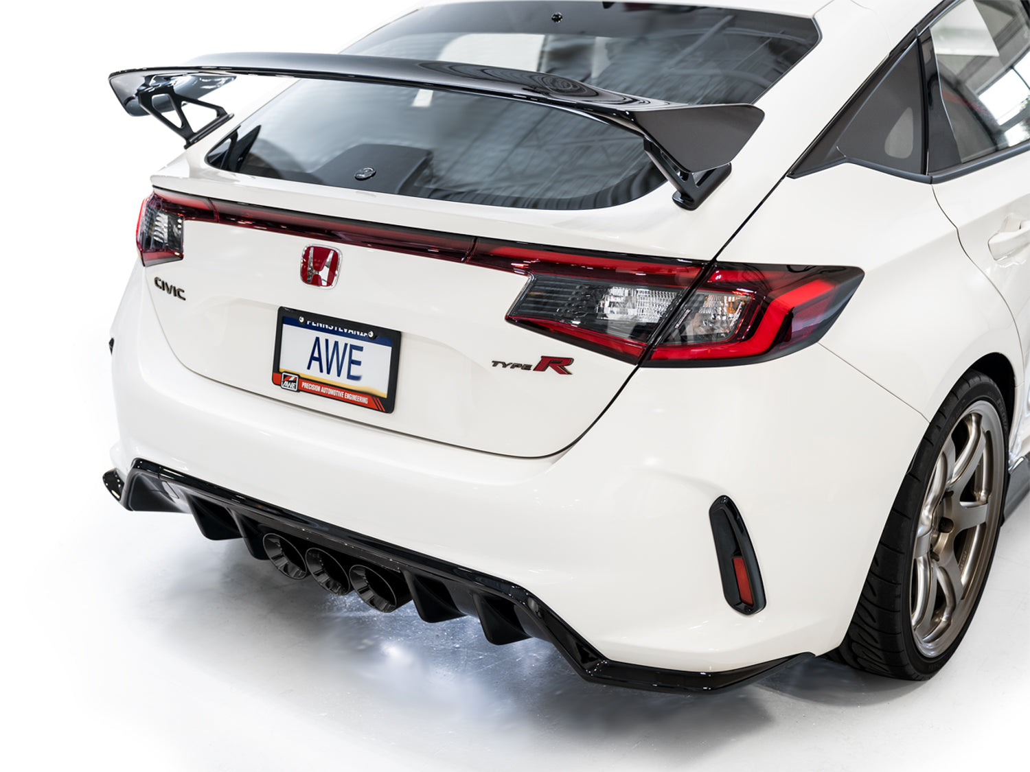 AWE Track Edition Exhaust for FL5 Civic Type R - Triple Diamond Black Tips - Mounted