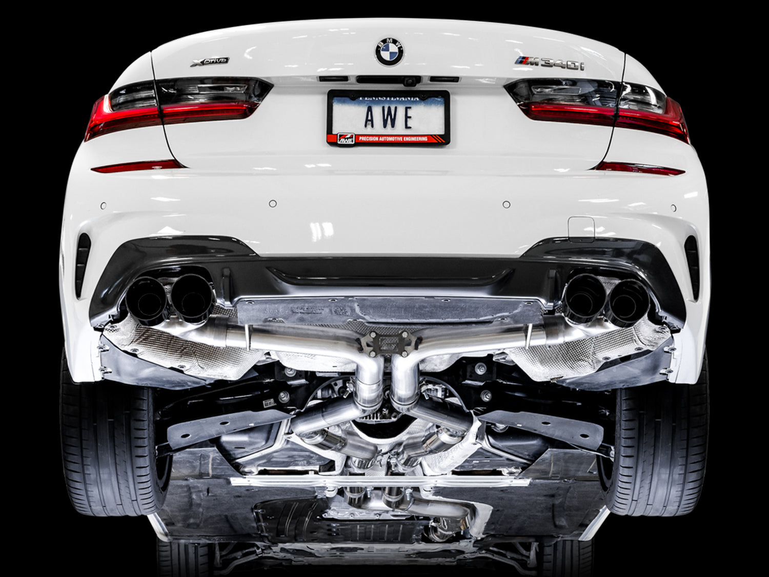 AWE Track Edition Exhaust for G2X M340i / M440i - Diamond Black Tips - Mounted