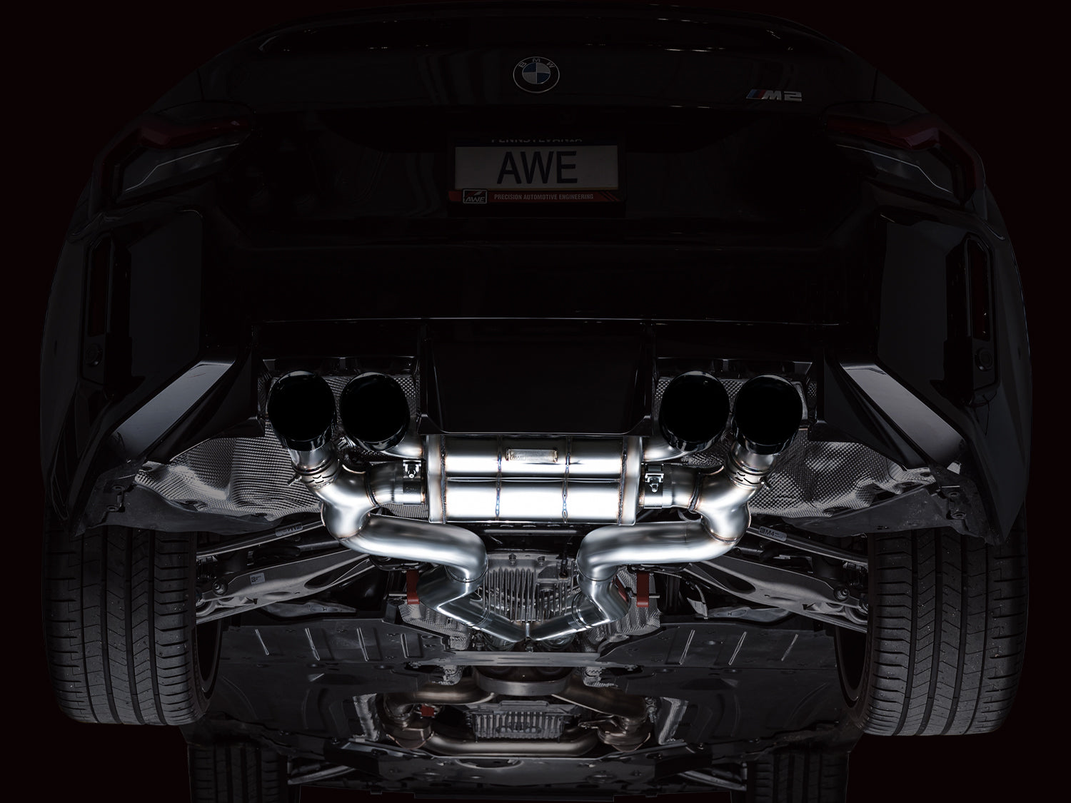 AWE   SwitchPath™ Exhaust for BMW G87 M2 - Diamond Black Tips - Mounted