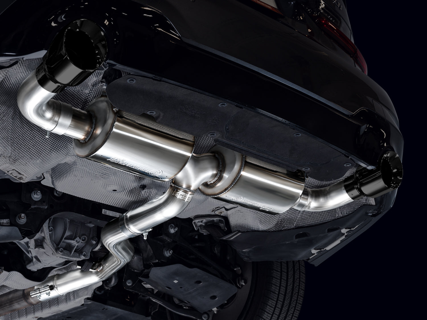 AWE Touring Edition Axle Back Exhaust for BMW G2X 330i/430i - Diamond Black - Mounted