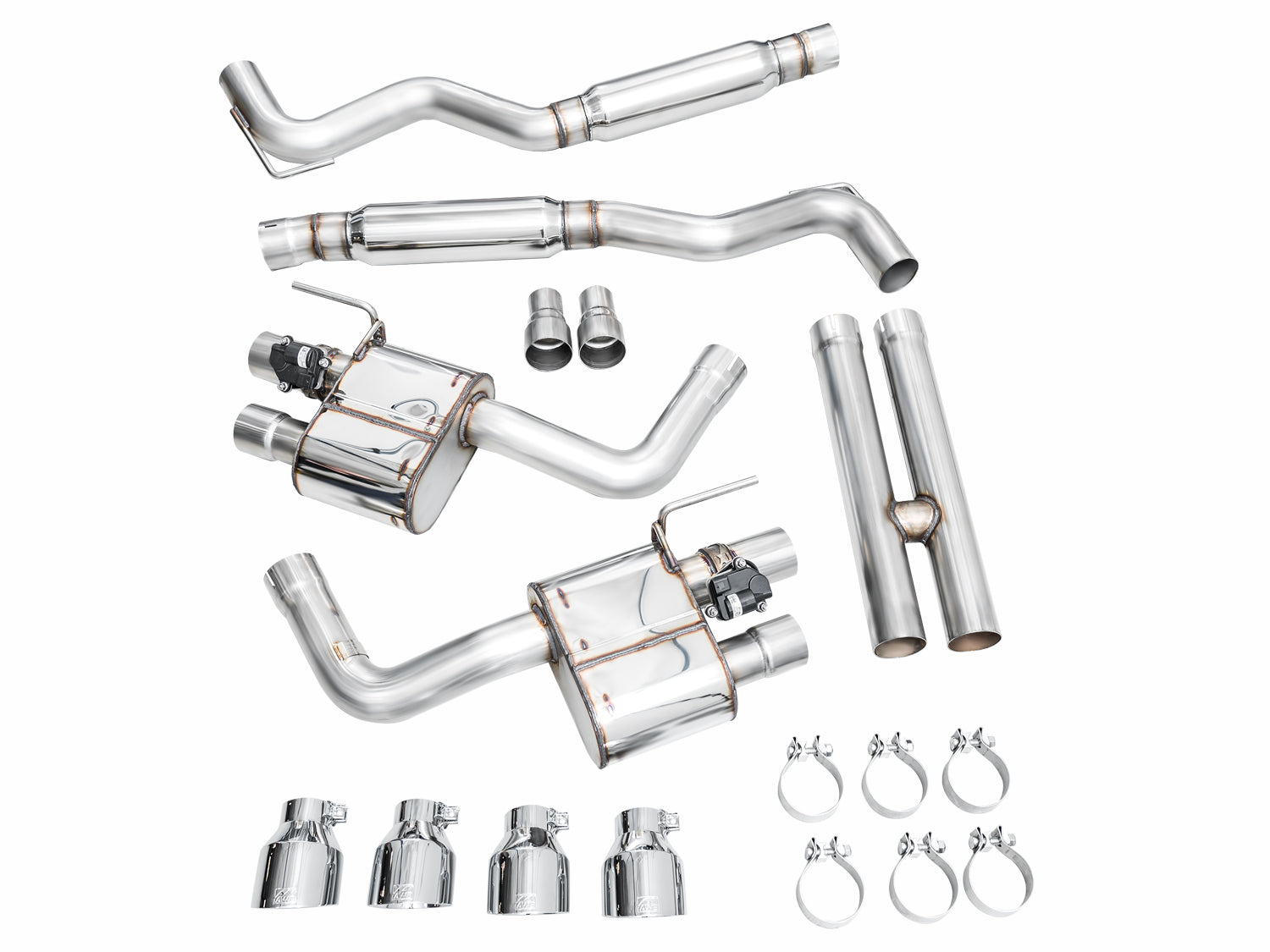 AWE SwitchPath™ Exhaust for S650 Ford Mustang GT Fastback - Quad Chrome Silver Tips - out of package