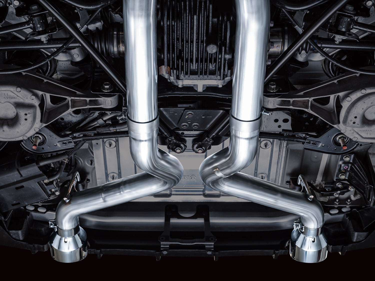 AWE Track Edition Exhaust for Nissan Z - Chrome Silver Tips - Mounted