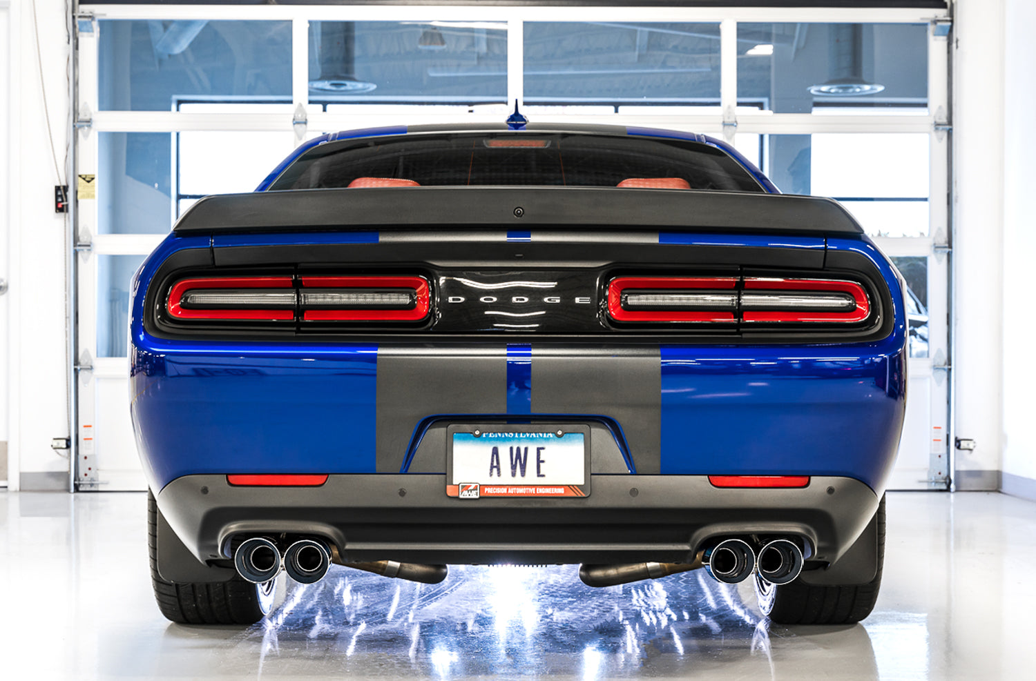 AWE Touring Edition Exhaust for 17+ Challenger 5.7 - Chrome Silver Quad Tips - Mounted