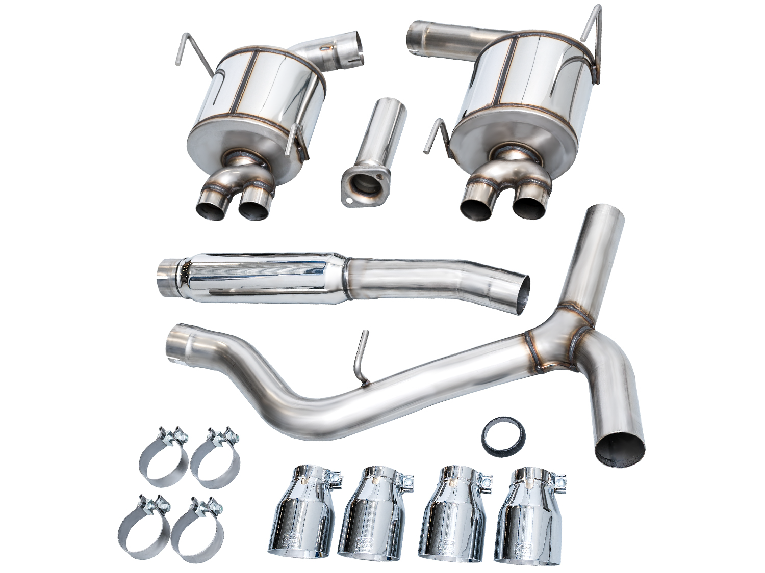 AWE Touring Edition Exhaust for VB Subaru WRX - Chrome Silver Tips - out of package