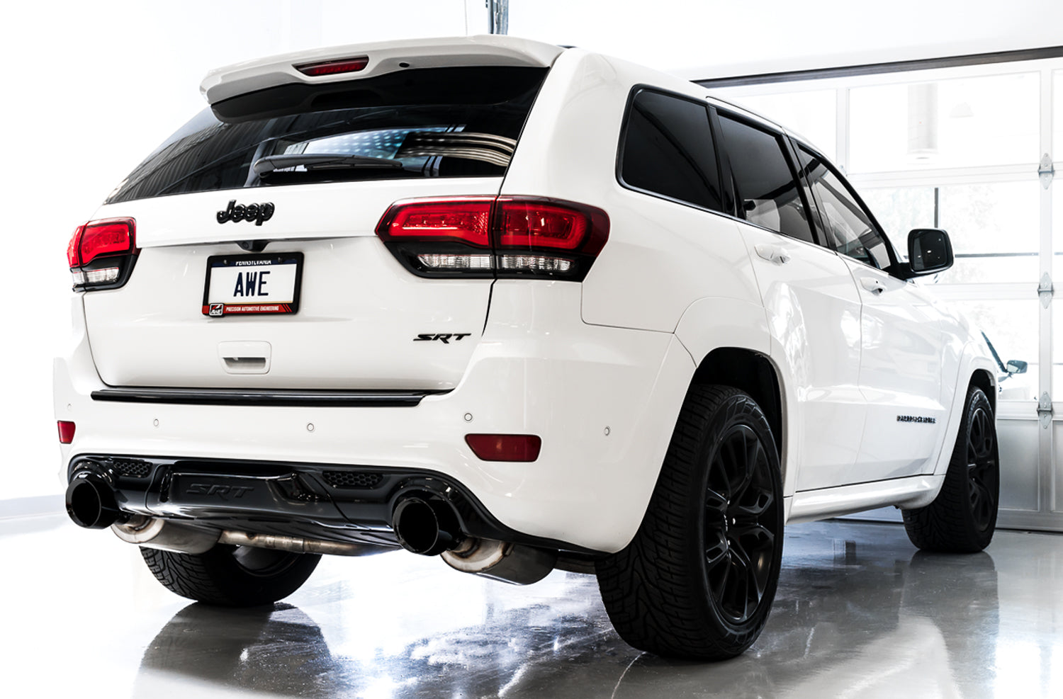 AWE Track Edition Exhaust for Jeep Grand Cherokee SRT - Chrome Silver Tips - Mounted