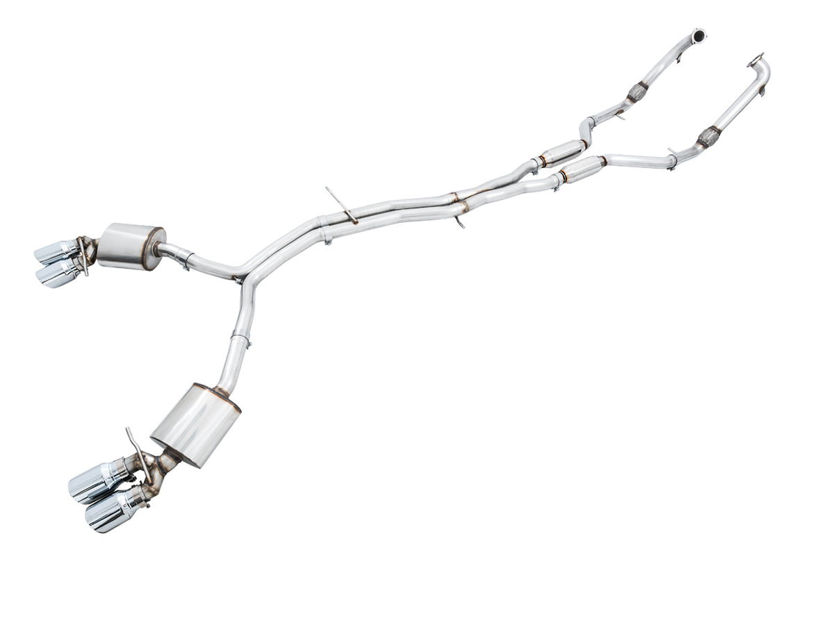 AWE Touring Edition Exhaust for Audi B9 S5 Coupe - Chrome Silver 102mm Tips - Primary