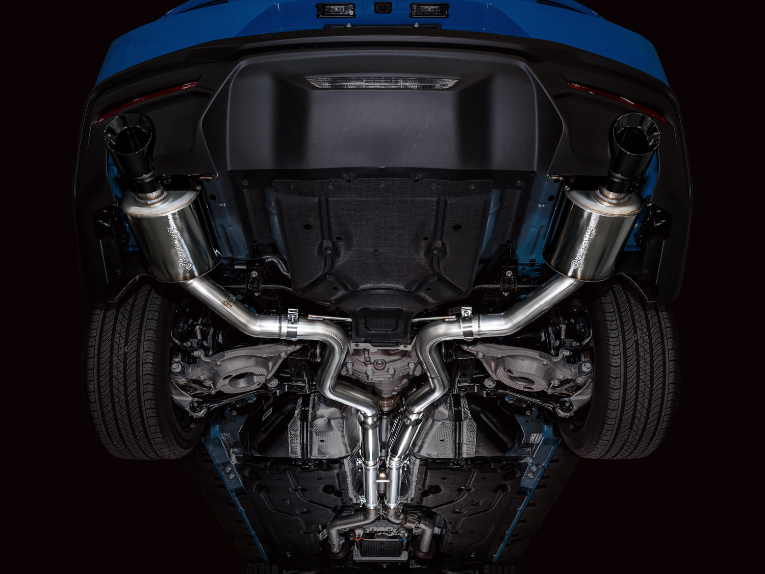 AWE Touring Edition Exhaust for S650 Ford Mustang GT Fastback - Dual Diamond Black Tips - Mounted