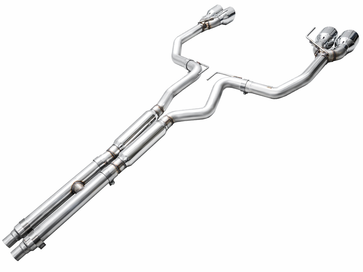 AWE Track Edition Exhaust for S650 Ford Mustang Dark Horse - Quad Chrome Silver Tips - out of package