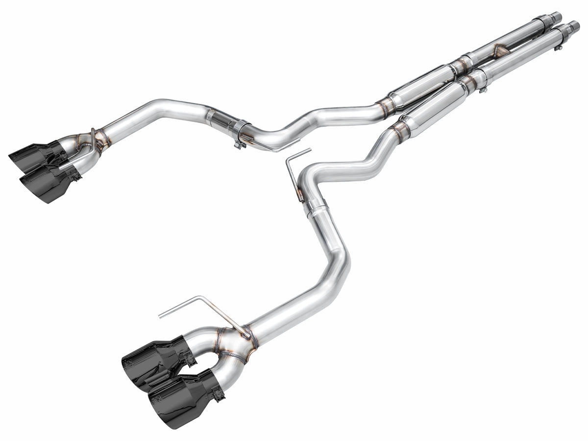 AWE Track Edition Exhaust for S650 Ford Mustang Dark Horse - Quad Diamond Black Tips - Primary